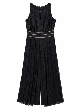 R&M Richards Black Metallic Pleated Wide Leg Jumpsuit Size 8